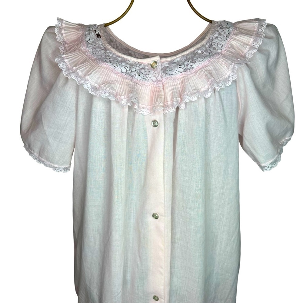 Vintage Gilead Cottagecore Lace Trim Nightgown - Women’s Size Large - Pale Pink - Picture 4 of 11